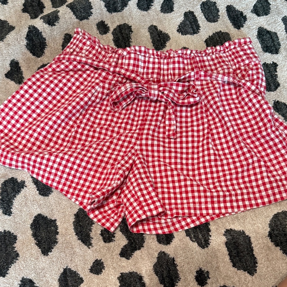Morgan Taylor Red Checkered High Waist Shorts